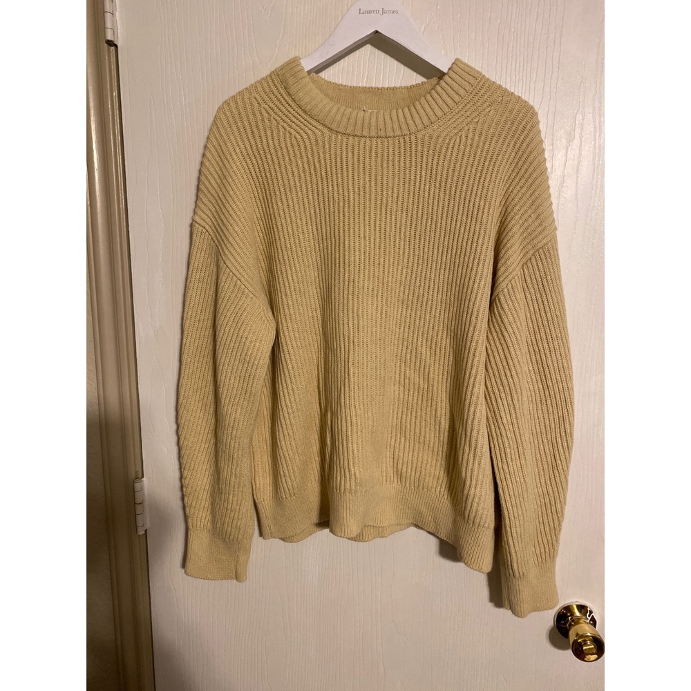 Everlane Organic Cotton Oversized Rib Crewneck Sweater Yellow Large 0333